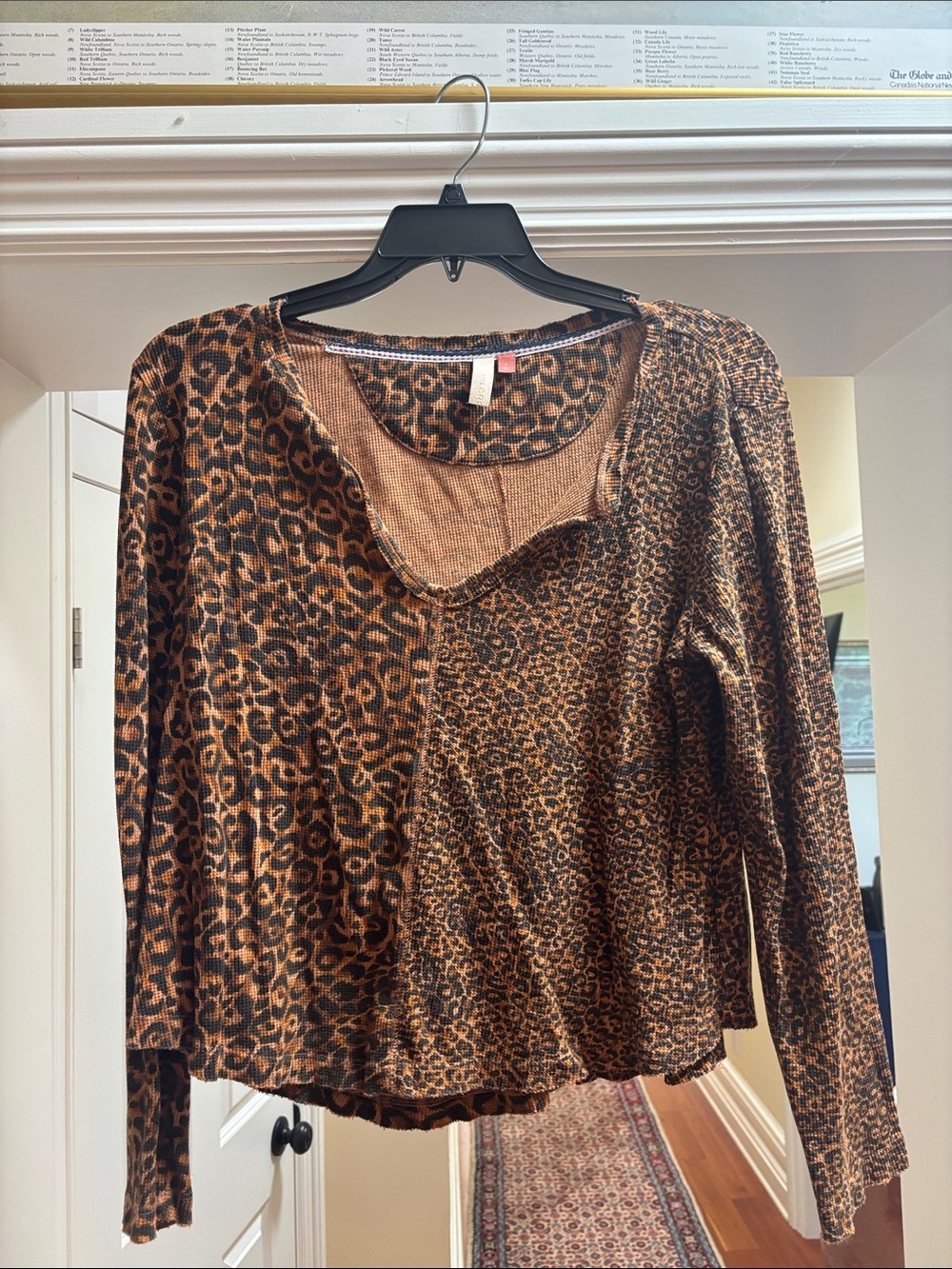 Womens Leopard Print Long Sleeve Top - Brown